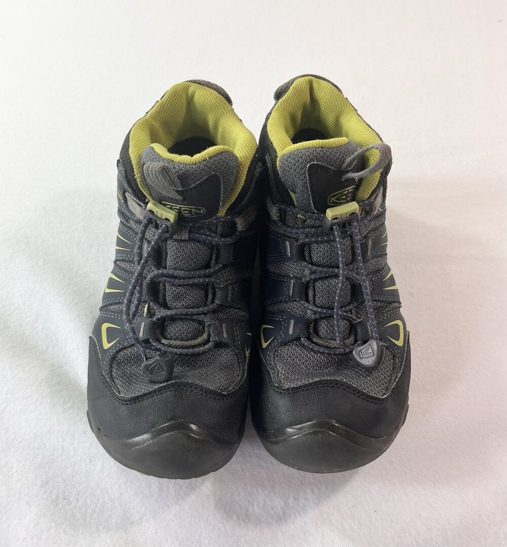 KEEN Kids' Oakridge Mid Waterproof Hiking Boots, Navy/Lime, Kids Size 2